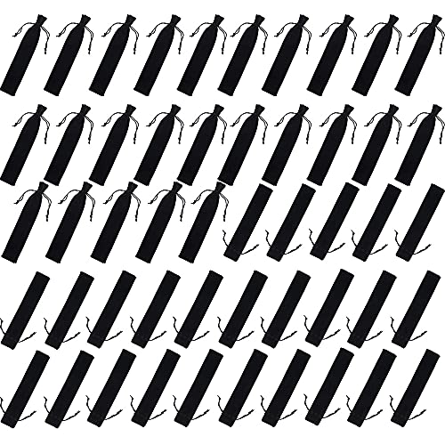 Lodokdre 100Pcs Samt Stift Beutel Schwarz Kordelzug Tasche Single Pen Halter Verpackung Sleeve für Schule Büro Business Geschenk, Schwarz , Modern von Lodokdre