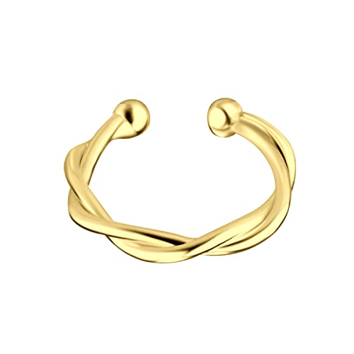 LÖB Damen Fake Piercing Ring 925 Silber Vergoldet Einfach gedreht geflochtet Dünn Gold - Ear Cuff Ohr Ohrklemme Ohrring Ohrmanschette Ohrclip von Löb