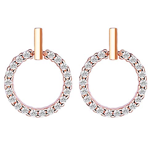 LÖB Damen Ohrstecker 925 Silber Rosegold Vergoldet mit Zirkonia Steinen Stab Kreis Ringe Klein Rund Offen Ohrringe Rose Gold LSIO124 von Löb