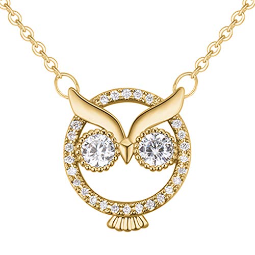 Löb Halskette Kette Gold Vergoldet Eule Anhänger mit Swarovski Elements Kristall Strass Steinen Damen Kinder Mädchen LGOK20 von Löb