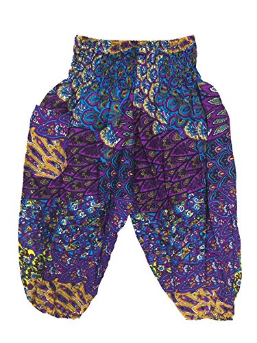 Lofbaz Baby Boho Hippie Pfauendruck Ballonhose Aladdin Boho Violett Größe 3/6M von Lofbaz