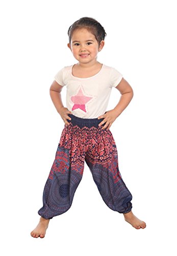 Lofbaz Baby Boho Hose Hippie Rose Flower Aladdin Boho Dunkelblau Größe 6-9M von Lofbaz