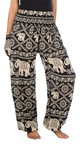 Lofbaz Damen Boho Haremshose Festival Outfit Sommerhose Leicht Yogahose Pumphose Hippie Hose Kleidung Sommer Hosen - Elephant 1 Schwarz M Lofbaz Damen Boho Haremshose Festival Outfit Sommerhose Leicht Yogahose Pumphose Hippie Hose Kleidung Sommer Hosen - Elephant 1 Schwarz M von Lofbaz