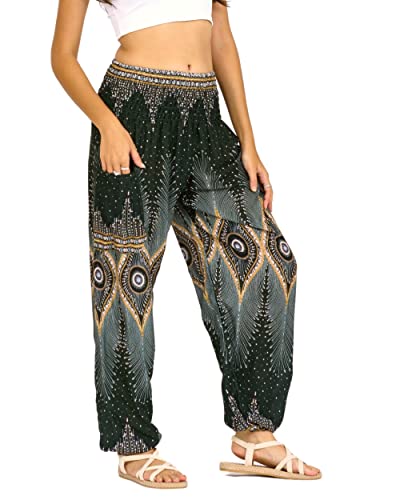Lofbaz Damen Haremshose Yogahose Pumphose Hippie Hose Boho Kleidung Festival Outfit Sommerhose Leicht Sommer Hosen - Floral 2 Dunkelgrün 4XL Große Größen Lofbaz Damen Haremshose Yogahose Pumphose Hippie Hose Boho Kleidung Festival Outfit Sommerhose Leicht Sommer Hosen - Floral 2 Dunkelgrün 4XL Große Größen von Lofbaz