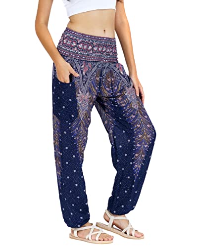 Lofbaz Damen Haremshose Yogahose Pumphose Hippie Hose Boho Kleidung Festival Outfit Sommerhose Leicht Sommer Hosen - Peacock 1 Dunkelblau 4XL Große Größen Lofbaz Damen Haremshose Yogahose Pumphose Hippie Hose Boho Kleidung Festival Outfit Sommerhose Leicht Sommer Hosen - Peacock 1 Dunkelblau 4XL Große Größen von Lofbaz
