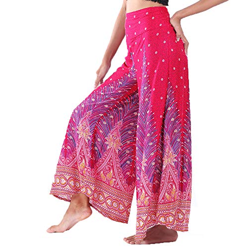 Lofbaz Damen weites Bein Palazzo Hose Yoga Salon Hippie Haremshose Hosen - Peacock 1 Burgund & Gold - XL Lofbaz Damen weites Bein Palazzo Hose Yoga Salon Hippie Haremshose Hosen - Peacock 1 Burgund & Gold - XL von Lofbaz