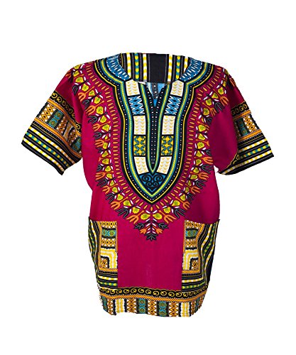 Lofbaz - Unisex Dashiki - Traditionelles Oberteil mit afrikanischem Druck S Rosa von Lofbaz