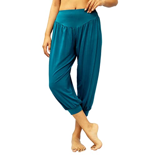 Lofbaz Yoga Hose für Damen Umstandspyjamas Jogginghose Lounge Harem Boho Jogger Damen Tanzen Genie Indische Kleidung Solid Hellblau (Capri) XL von Lofbaz