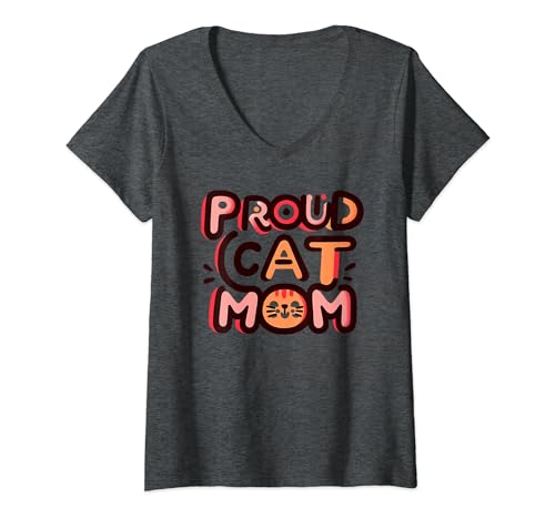 Damen Stolze Katze Mama, Mama Liebe Katzen T-Shirt mit V-Ausschnitt von Logiamerch For Moms
