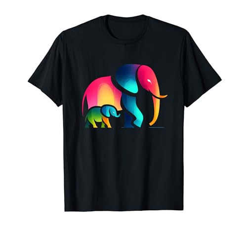 Elefant Mama mit Junges, Mama liebt Elefanten T-Shirt von Logiamerch For Moms