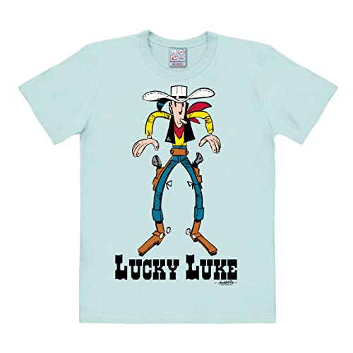 Logoshirt® Lucky Luke I Showdown I T-Shirt Print I Damen & Herren I kurzärmlig I hellblau I Lizenziertes Originaldesign I Größe XXL von Logoshirt