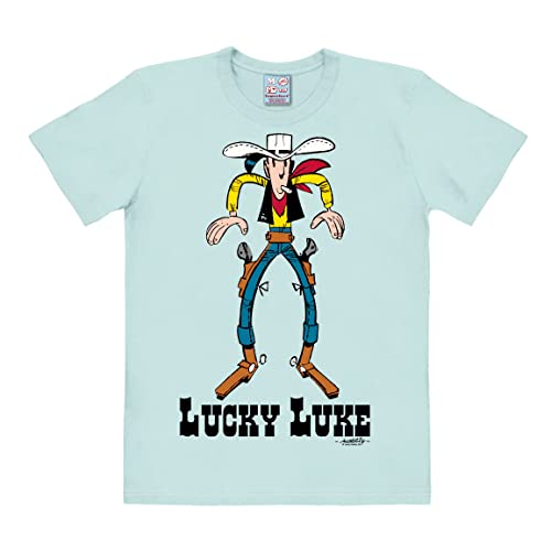 Logoshirt® Lucky Luke I Showdown I T-Shirt Print I Damen & Herren I kurzärmlig I hellblau I Lizenziertes Originaldesign I Größe XL von Logoshirt