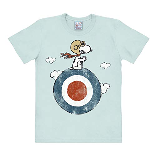 Logoshirt® Peanuts I Snoopy I Pilot I Target I T-Shirt Print I Damen & Herren I kurzärmlig I hellblau I Lizenziertes Originaldesign I Größe XL von Logoshirt