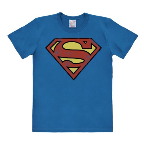 Logoshirt® DC Comics I Superman Logo I T-Shirt Print I Damen & Herren I kurzärmlig I blau I Lizenziertes Originaldesign I Größe L von Logoshirt