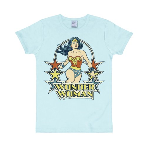 Logoshirt® DC Comics I Wonder Woman I Stars I T-Shirt Print I Damen & Herren I kurzärmlig I hellblau I Lizenziertes Originaldesign I Größe XL von Logoshirt