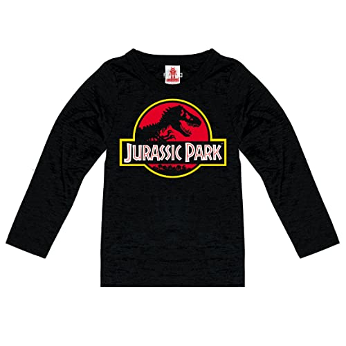 Logoshirt® Jurassic Park I T-Rex I Logo I Langarmshirt Print I Kinder I Mädchen & Jungen I schwarz I Lizenziertes Originaldesign I Größe 104 von Logoshirt