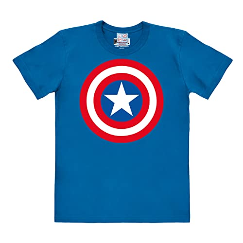 Logoshirt® Marvel Comics I Captain America I Schild Logo I T-Shirt Print I Damen & Herren I kurzärmlig I blau I Lizenziertes Originaldesign I Größe 3XL von Logoshirt