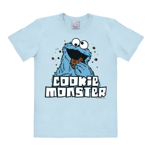 Logoshirt® Sesamstraße I Krümelmonster I Cookie Monster I T-Shirt Print I Damen & Herren I kurzärmlig I hellblau I Lizenziertes Originaldesign I Größe 3XL von Logoshirt