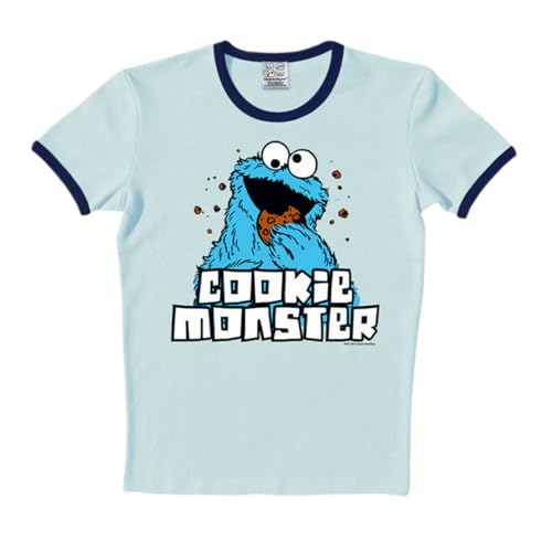 Logoshirt® Sesamstrasse I Krümelmonster I T-Shirt Print I Damen & Herren I kurzärmlig I blau I Lizenziertes Originaldesign I Größe M von Logoshirt