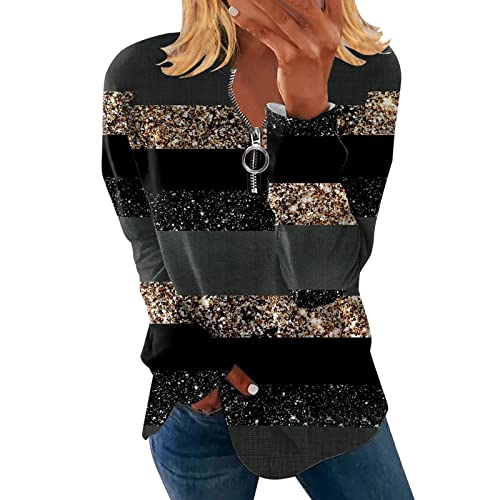 Damen Oberteil Glitzer Casual Einfarbig Damenbluse Shirt Tunika Shirts Pailletten Mode Blusen Sweatshirt T-Shirt Sparkle Tunika Frauen Silvester Oberteile Glitzer Top von Lomelomme