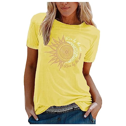 Noracora T Shirt Damen - T Schirt Damen Locker Lässig Sommer Sale Shirts Tops Oberteile Mit Aufdruck Kurzarm Tshirt T Shirt Batik Ausgefallene Bluse Damenshirts Pullover von Lomelomme