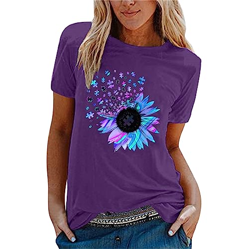 Sale Oberteile Damen Sommer - Damen Kurzarm Oberteil 3D Katze Drucken T-Shirt Lässig Pullover Rundhals Basic Sommerbluse Lose Herbst Sweatshirt Tops von Lomelomme