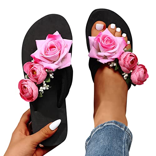 Sandalen Damen Flach Sommer Mode Bohemian Freizeitschuhe Sandals Pantoletten Flach Freizeit Römische Flache Schuhe Sandalen Flip Flops Beach Strand Sommerschuhe Zehentrenner von Lomelomme