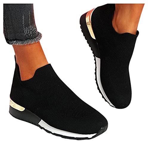 Turnschuhe Damen Cushion Atmungsaktiv Turnschuhe Schuhe Wanderschuhe Shoes Bequeme Sneakers Hallenschuhe Damenschuhe Fitnessstudio Elegant Plateau Schwarz Laufschuhe Sportschuhe von Lomelomme