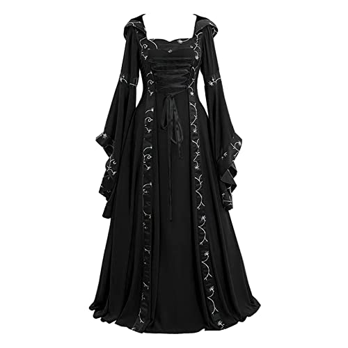 Wikinger Damen Kleidung Faschingskostüme Mittelalterliche Cosplay Mittelalterkleid Lang Ballkleid Karneval Baumwolle Bluse Piratenkostüm Outlander Elfenkleid Brautkleid Ballonkleid Elfenkostüm von Lomelomme