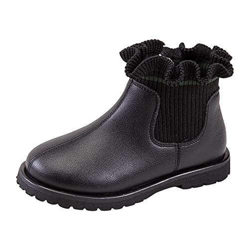 Lomhmn Stiefel für Mädchen, einfarbig, kurze Stiefel, modisch, rutschfest, atmungsaktiv, hautfarben, Gummistiefel für Mädchen, Schwarz , 34 EU von Lomhmn