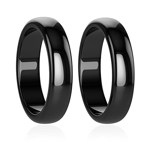 Lonage Hämatit Ringe für Frauen Männer, Black Stone Ring zum Ausgleich des Wurzelchakras, Magnetische Ringe absorbieren negative Energie, Kristalltherapie Angst Schmerzlinderung für Geschenk (8) von Lonage