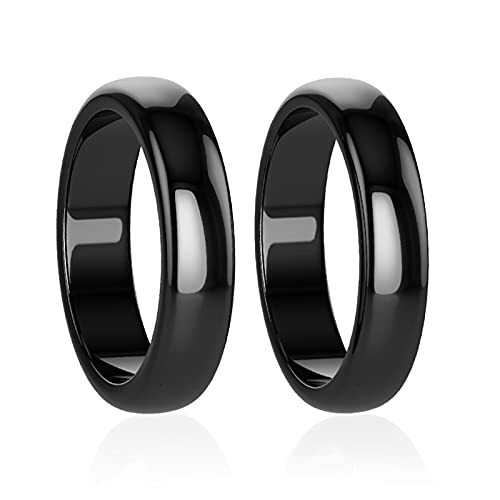 Lonage Hämatit Ringe für Frauen Männer, Black Stone Ring zum Ausgleich des Wurzelchakras, Magnetringe absorbieren negative Energie, Kristalltherapie Angst Schmerzlinderung als Geschenk (11) von Lonage