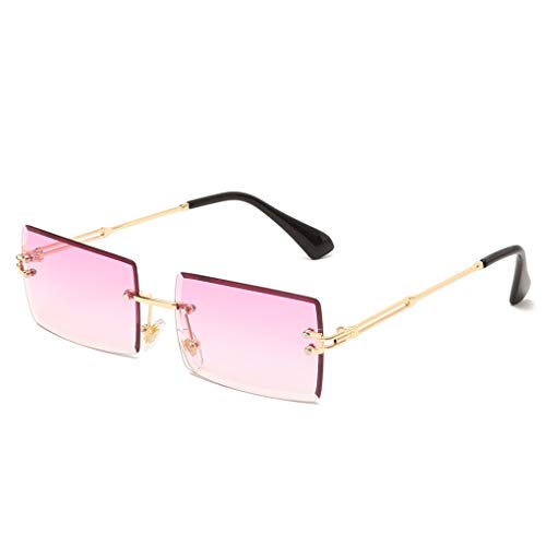 Long Keeper Sonnenbrille Damen Vintage 90s Retro Rechteckig Sonnenbrille Randlos Für Damen Herren Mit Uv Schutz (Farbverlauf lila) von Long Keeper