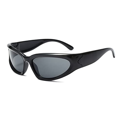 Long Keeper Sonnenbrille für Kinder - Sport Kinder Sonnenbrillen Y2K Wrap Around Futuristisch Ovale Brille UV400 für Mädchen Jungen, One Size mit Brillenetui von Long Keeper