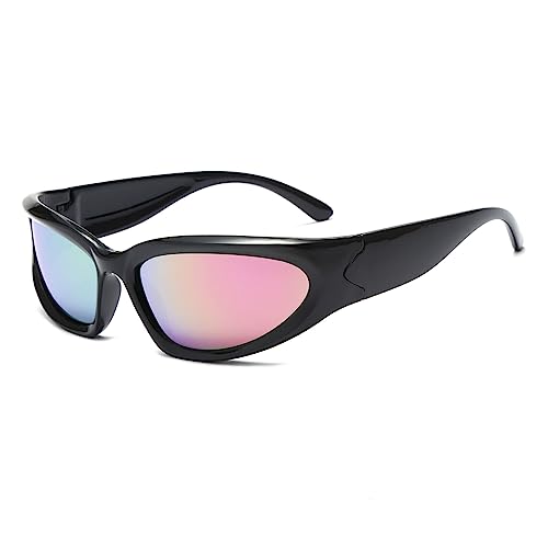 Long Keeper Sonnenbrille für Kinder - Sport Kinder Sonnenbrillen Y2K Wrap Around Futuristisch Ovale Brille UV400 für Mädchen Jungen, One Size mit Brillenetui von Long Keeper