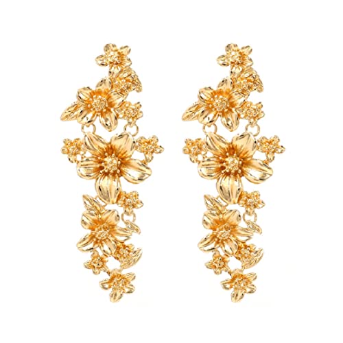Blumen-Aussage-Ohrringe für Frauen, Goldene Blumen Ohrringe für Mädchen, Blumen-Kronleuchter-Ohrhänger hypoallergen, Niedliche Ohrstecker mit Blütenblättern, Goldfarbene Hawaii-Blumen-Tropfen Ohrringe Blumen-Aussage-Ohrringe für Frauen, Goldene Blumen Ohrringe für Mädchen, Blumen-Kronleuchter-Ohrhänger hypoallergen, Niedliche Ohrstecker mit Blütenblättern, Goldfarbene Hawaii-Blumen-Tropfen Ohrringe von LongcreekX