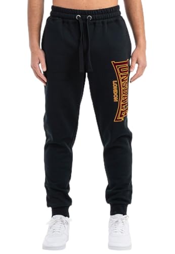 Lonsdale Herren Jogginghose Normale Passform Blackley, Black/Oxblood/Yellow, L, 117650 von Lonsdale