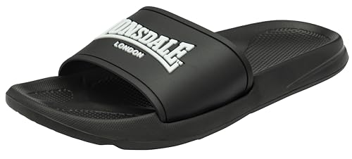 Lonsdale Herren Naples Schiebe-Sandalen, schwarz/weiß, 43 EU von Lonsdale