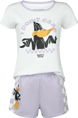 Looney Tunes Duffy Duck - I Don't Care Frauen Schlafanzug weiß/lila XXL von Looney Tunes