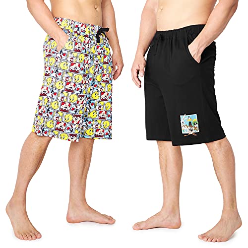 Looney Tunes Shorts Herren, 2er Pack Kurze Hosen Herren, Jogginghose Herren Kurz, Bequeme Hose Herren, 100% Baumwolle, S-3XL (L, Mehrfarbig) von Looney Tunes