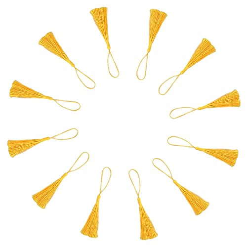 Quasten für Lesezeichen, Mini-Quasten für Dekorationen, Quasten, dekorative Lesezeichen, Quasten mit Lanyard, für Lesezeichen, Schlüsselanhänger, 100 Stück, hellgolden, 13 cm Quasten für Lesezeichen, Mini-Quasten für Dekorationen, Quasten, dekorative Lesezeichen, Quasten mit Lanyard, für Lesezeichen, Schlüsselanhänger, 100 Stück, hellgolden, 13 cm von Loopunk