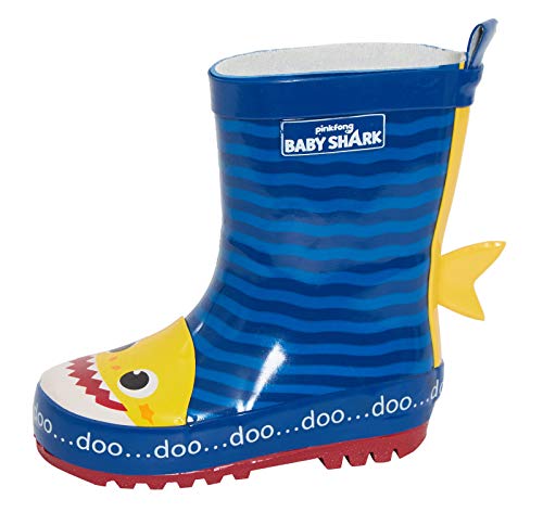 Baby Shark Jungen Mädchen 3D Gummi Gummistiefel Säuglinge Kinderzimmer Regenschuhe Gr., - blau - Größe: 24 EU von Lora Dora