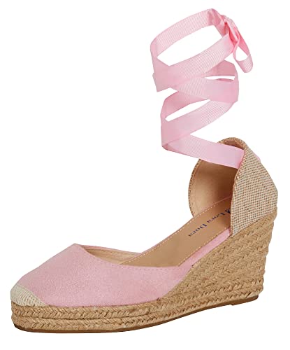 Lora Dora Womens Espadrille Wedge Sandals Pink UK 7 von Lora Dora