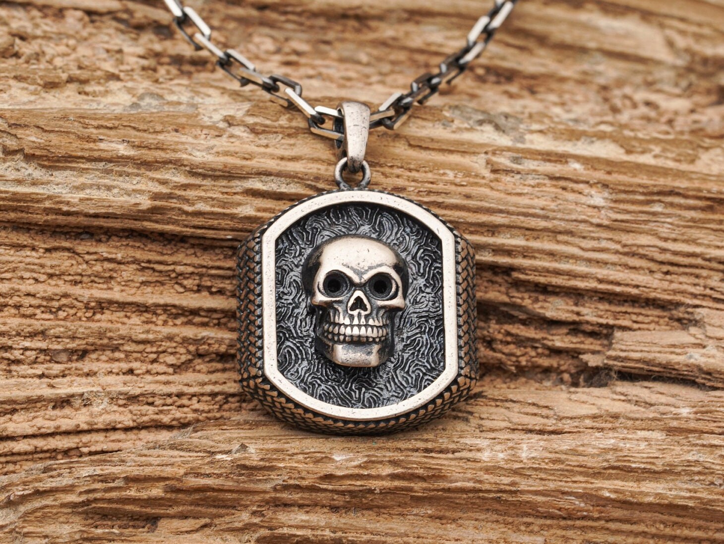 Gruselige Schädel Kopf Anhänger/sterling Silber Totenkopf Gothic Halskette Männer Geschenk Für Freund Beste Geschenkideen von LordenSilver