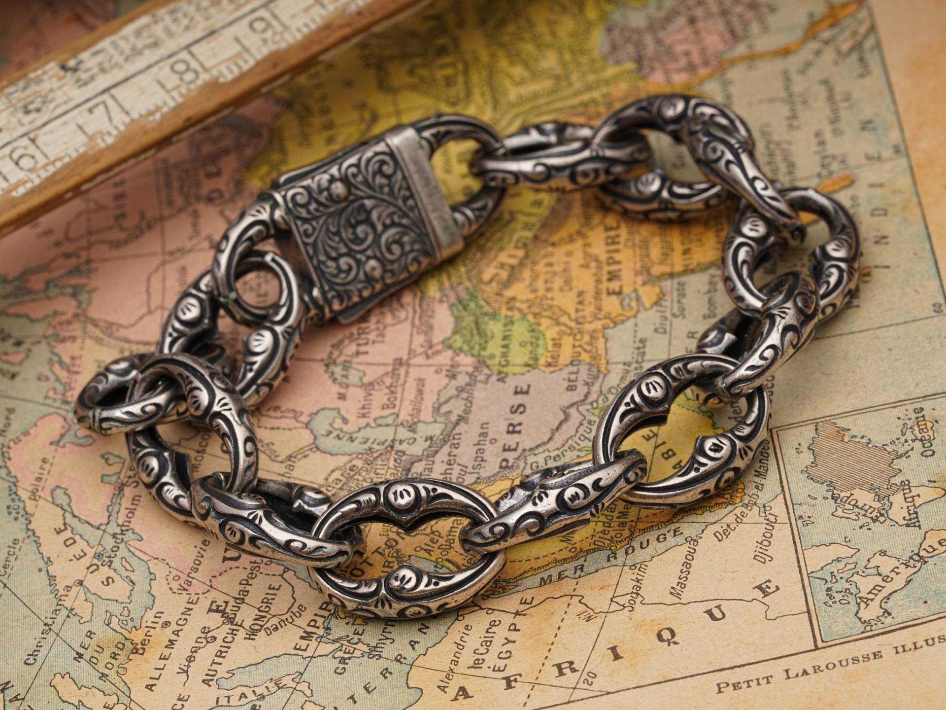 Mittelalter Stil Silber Handgemachtes Armband/Gothic Sterling Männer Kette Armbänder Geschenk Für Väter Ehemann von LordenSilver