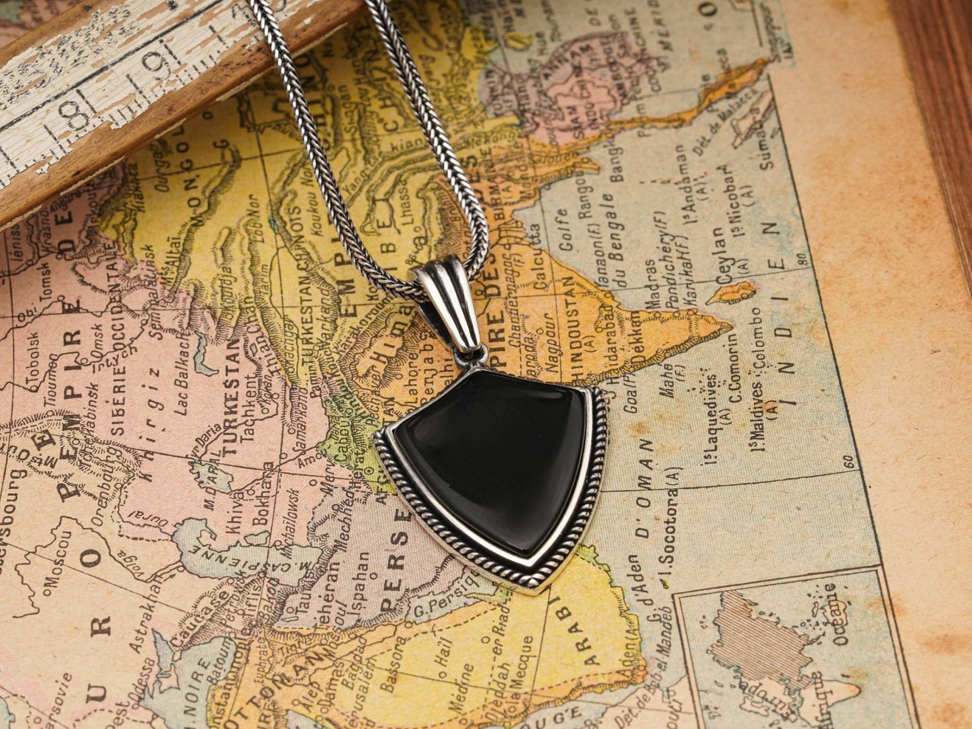 Pfeilspitze Schwarzer Onyx Halskette/Talisman Pfeilspitzenschmuck Für Männer 925K Kettenanhänger Herrenschmuck Geschenk Ihn von LordenSilver