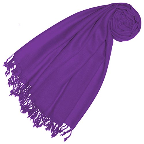 Lorenzo Cana Damen Pashmina Schal Schaltuch 50% Kaschmir 50% Wolle Stola Tuch Umschlagtuch Uni Schal Tuch einfarbig violett lila 78383 von Lorenzo Cana