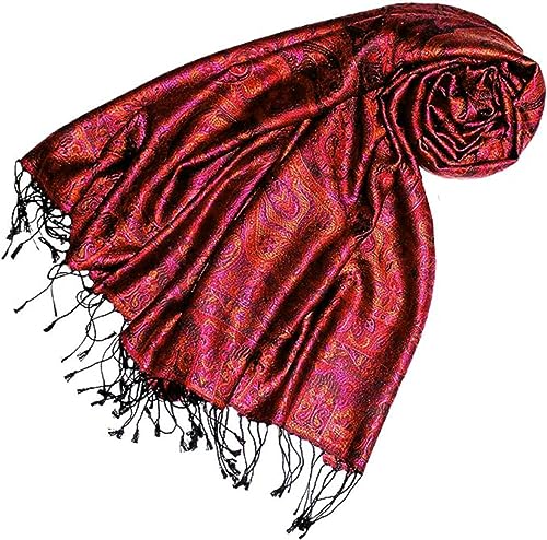 Lorenzo Cana Pashmina Damen Schal Schaltuch jacquard gewebt 100% Seide 70 cm x 190 cm Paisleymuster Seidenschal Seidentuch Seidenpashmina in harmonischen Farben 7806688 von Lorenzo Cana