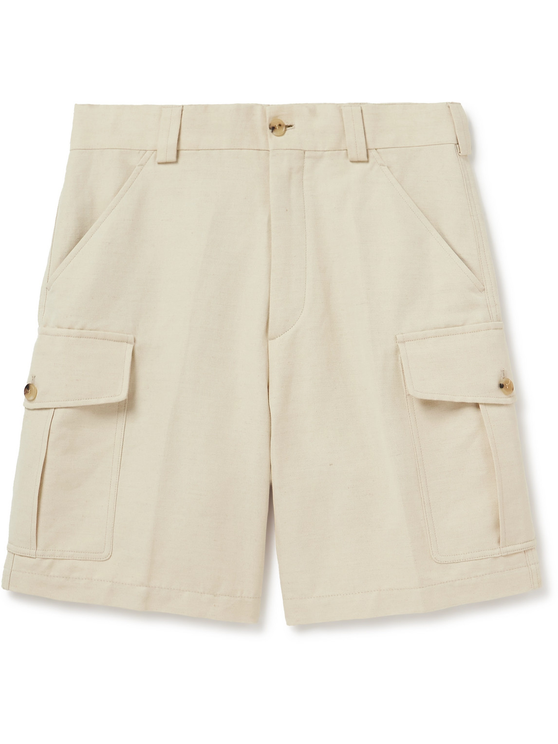 Loro Piana - Bizen Wide-Leg Cotton and Linen-Blend Canvas Cargo Shorts - Men - Neutrals - IT 46 von Loro Piana