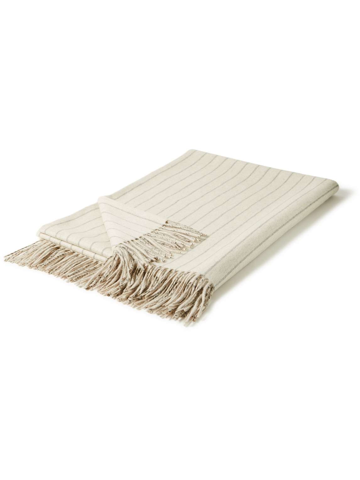 Loro Piana - Fringed Striped Cashmere Blanket - Men - Neutrals von Loro Piana